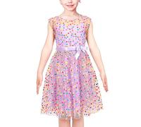 Sunny Fashion Girls Dress Multicolor Rainbow Polka Dot Retro Purple Tulle Party Gown Age 6 Years