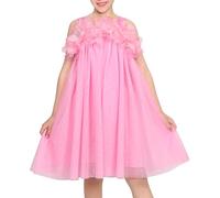 Sunny Fashion Girls Dress Pink 3D Floral Sleeveless Tulle Elegant Special Occasion Age 6 Years