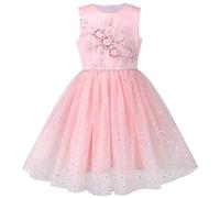 Sunny Fashion Girls Dress Pink Floral Star Pearl Sequin Glitter Tulle Party Gown Age 6 Years