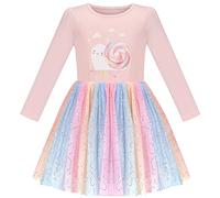Sunny Fashion Girls Dress Pink Rainbow Colorful Snail Lollipop Sequin Long Sleeve Age 8 Years
