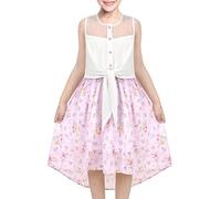 Sunny Fashion Girls Dress Purple Chiffon Floral Lace Top High-Low Tie Waist Party Age 12 Years