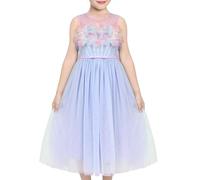 Sunny Fashion Girls Dress Purple Gradient Floral 3D Mesh Pleated Tulle Pageant Party Age 6 Years