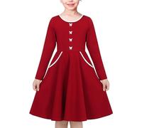 Sunny Fashion Girls Dress Red Butterfly Pocket French Classic Long Formal Age 7 Years