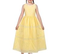 Sunny Fashion Girls Dress Retro Yellow Maxi Lace Beach Halter Strap Formal Celebrations Special Age 12 Years