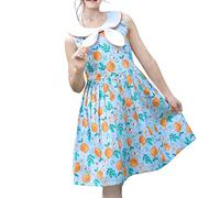 Sunny Fashion Girls Dress Round Neck Cross Collar Bow Tie Butterfly Lemon Sleeveless Age 9-10 Years