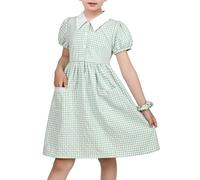 Sunny Fashion Girls Dress Sage Gingham Button Front Pocket Casual Holiday Summer Age 8 Years