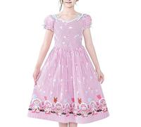 Sunny Fashion Girls Dress Vintage Retro 1950s Striped Pink Cartoon Bear Casual Age 14 Years