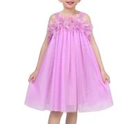 Sunny Fashion Girls Dress Violet 3D Floral Tulle Casual Formal Party Age 10 Years