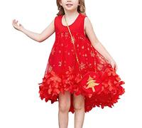 Sunny Fashion Girls Red Dress with Golden Christmas Tree Bag 2pc Set Snow 3D Floral Age 10 Years