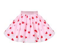Sunny Fashion Girls Skirt Pink Valentine Day Love Heart Mini High Waist Mesh Tutu Dance Age 6 Years