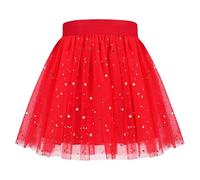 Sunny Fashion Girls Skirt Red Sparkle Glitter Star Moon Ballet Tutu Tulle Elastic Party Age 7-8 Years