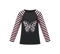 Sunny Fashion Girls Top Shirt Long Sleeve Pullover Butterfly Striped Sleeve Casual Age 6 Years