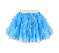 Sunny Fashion Girls Tulle Skirt Azure Layered Mesh Heart Sequin Twirl Dance School Holiday Age 6 Years