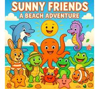 Sunny friends Beach Adventure: Simple and funny summer beach adventure animal coloring book for kids in form of story for age 3-12 large and bold designs