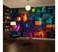 Sunny Graphics Print Colorful Geometric Photo Wallpaper Mural, 3D Blocks, Textured Shapes & Modern Wall Art for Living Room, Lounge, Studio, Office Decor