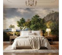 Sunny Graphics Print Forest River Photo Mural Printed Nature Wallpaper Wall Covering with Trees Mountains Waterfall Landscape Painting Wall Decoration Poster