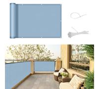SUNNY GUARD Balcony Privacy Screen 90x300cm Fence Screen for Balcony and Patio Cover,UV protection waterproof and windproof,with Cable Ties,Blue Grey