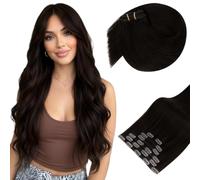 Sunny Hair Extensions Clip in 2A Brunette Darker Brown 20 Inch 120g 7 Piece | Remy, Double Weft, Real, Natural, Silky Straight, for Work and Events, Soft and Easy to Blend, Comfortable for All-Day Wear