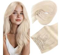 Sunny Hair Extensions Clip in 60 Bleach Blonde 24 Inch 120g 7 Piece | Remy, Double Weft, Real, Natural, Silky Straight, for Special Occasions, Soft and Easy to Blend, Comfortable for All-Day Wear