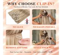 Sunny Hair Extensions Clip in Light Brown with Blond 20 Inch 120g 7 Piece | Remy, Double Weft, Real, Natural, Silky Straight, for Work and Events, Soft and Easy to Blend, Comfortable for All-Day Wear