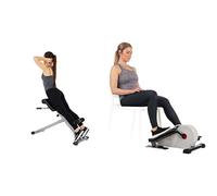 Sunny Health and Fitness Magnetic Under Desk Elliptical Peddler, Portable Mini with Resistance + 45 Degree Hyperextension Roman Chair, Steel, Grey, One Size SF-BH6629