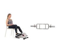 Sunny Health and Fitness Magnetic Under Desk Elliptical Peddler, Portable Mini with Resistance + 86 cm Olympic Triceps Bar with Ring Collars, Olympic Weight for Weightlifting and Bodybuilding