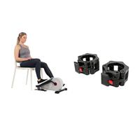 Sunny Health and Fitness Magnetic Under Desk Elliptical Peddler, Portable Mini with Resistance + Locking Collar Clamps with Quick Release for Olympic Barbells for Pro Training