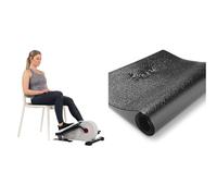 Sunny Health and Fitness Magnetic Under Desk Elliptical Peddler, Portable Mini with Resistance + Treadmill Mat -Small - NO. 083, Black