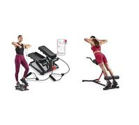 Sunny Health and Fitness Total Body Smart 2-in-1 Stepper Machine w/Resistance Bands + Unisex's Station-SF-BH620062 Hyperextension Roman Chair with Dip Station