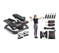 Sunny Health & Fitness 2-in-1 Premium Power Stepper with Resistance Bands + Premium Resistance Band Set With Door Anchors, Wrist Straps, Handles & Stretch Band