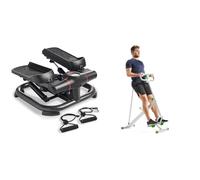 Sunny Health & Fitness 2-in-1 Premium Power Stepper with Resistance Bands + Row-N-Ride Assist Trainer for Body Cardio Workout with Adjustable Resistance, Upright