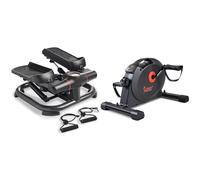 Sunny Health & Fitness 2-in-1 Premium Power Stepper with Resistance Bands + Under Desk Dual Function Smart Mini Pedal Exerciser Cycle Bikes with SunnyFit App