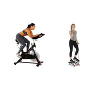 Sunny Health & Fitness Advanced Twist Stepper Machine with Resistance Bands - SF-S0979 + Indoor Cycling Wheel with Magnetic Belt Drive, 136kg Max Weight, Adjustable Saddle & Handlebar