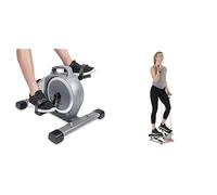 Sunny Health & Fitness Advanced Twist Stepper Machine with Resistance Bands - SF-S0979 + Magnetic Under Desk Mini Exercise Cycle Bike, with Digital Monitor and Carrying Handle