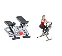 Sunny Health & Fitness Advanced Twist Stepper Machine with Resistance Bands - SF-S0979 + Row-N-Ride™ PRO Squat Assist Trainer, Rowing Machine for Glute Workout