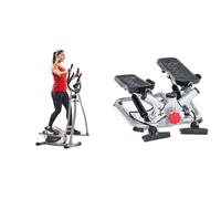 Sunny Health & Fitness Advanced Twist Stepper Machine with Resistance Bands - SF-S0979 + Stepping Elliptical Machine, w/Ultra- Quiet Magnetic, Low Impact, Cardio Equipment