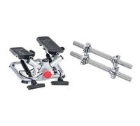 Sunny Health & Fitness Advanced Twist Stepper Machine with Resistance Bands - SF-S0979 + Sunny Health & Fitness 35.5 cm (14") Threaded Chrome Dumbbell Bar