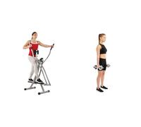 Sunny Health & Fitness Elliptical Cross Trainer w/LCD Monitor, Air Walker Exercise Machines +Adjustable 15 KG Dumbbell Set w/Carry Case, Space Saver, Secure Quick-Lock, Anti-Slip Steel Handle