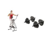 Sunny Health & Fitness Elliptical Cross Trainer w/LCD Monitor, Air Walker Exercise Machines SF-E902 and Exercise Vinyl 40 Lb Dumbbell Set, NO.087