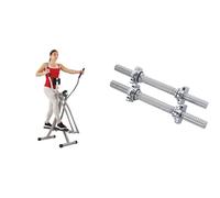 Sunny Health & Fitness Elliptical Cross Trainer w/LCD Monitor, Air Walker Exercise Machines SF-E902 and Unisex Sunny Health & Fitness 35 Cm Threaded Chrome Dumbbell Bar