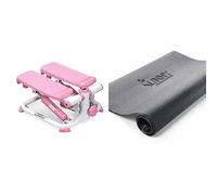 Sunny Health & Fitness Exercise Stepping Machine, Portable Mini Stair Stepper for Home or Office Workouts + Sunny Health and Fitness Equipment Mat -Extra Small - NO. 074-XS