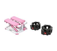 Sunny Health & Fitness Exercise Stepping Machine, Portable Mini Stair Stepper for Home or Office Workouts + Locking Collar Clamps with Quick Release for Olympic Barbells for Pro Training