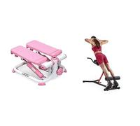 Sunny Health & Fitness Exercise Stepping Machine, Portable Mini Stair Stepper for Home or Office Workouts + Unisex's Station-SF-BH620062 Hyperextension Roman Chair with Dip Station