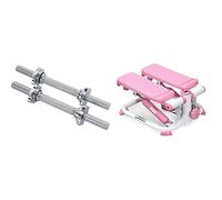 Sunny Health & Fitness Exercise Stepping Machine, Portable Mini Stair Stepper for Home or Office Workouts + Sunny Health & Fitness 35.5 cm (14") Threaded Chrome Dumbbell Bar