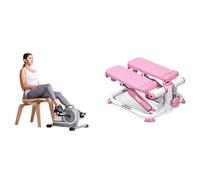 Sunny Health & Fitness Exercise Stepping Machine, Portable Mini Stair Stepper for Home or Office Workouts + Magnetic Under Desk Mini Exercise Cycle Bike, with Digital Monitor and Carrying Handle