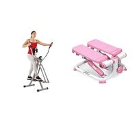 Sunny Health & Fitness Exercise Stepping Machine, Portable Mini Stair Stepper for Home or Office Workouts + Elliptical Cross Trainer w/LCD Monitor, Air Walker Exercise Machines