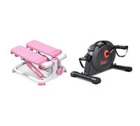 Sunny Health & Fitness Exercise Stepping Machine, Portable Mini Stair Stepper for Home or Office Workouts + Under Desk Dual Function Smart Mini Pedal Exerciser Cycle Bikes with SunnyFit App