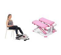 Sunny Health & Fitness Exercise Stepping Machine, Portable Mini Stair Stepper for Home or Office Workouts + Magnetic Under Desk Elliptical Peddler, Portable Mini with Resistance, LCD Monitor