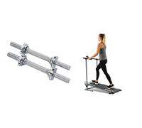 Sunny Health & Fitness Foldable Manual Treadmill, Compact Cardio Fitness + 35.5 cm (14") Threaded Chrome Dumbbell Bar