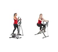 Sunny Health & Fitness Legacy Stepping Elliptical Machine, Total Body Cross Trainer + Row-N-Ride™ PRO Squat Assist Trainer, Rowing Machine w/Digital Monitor & Resistance Bands